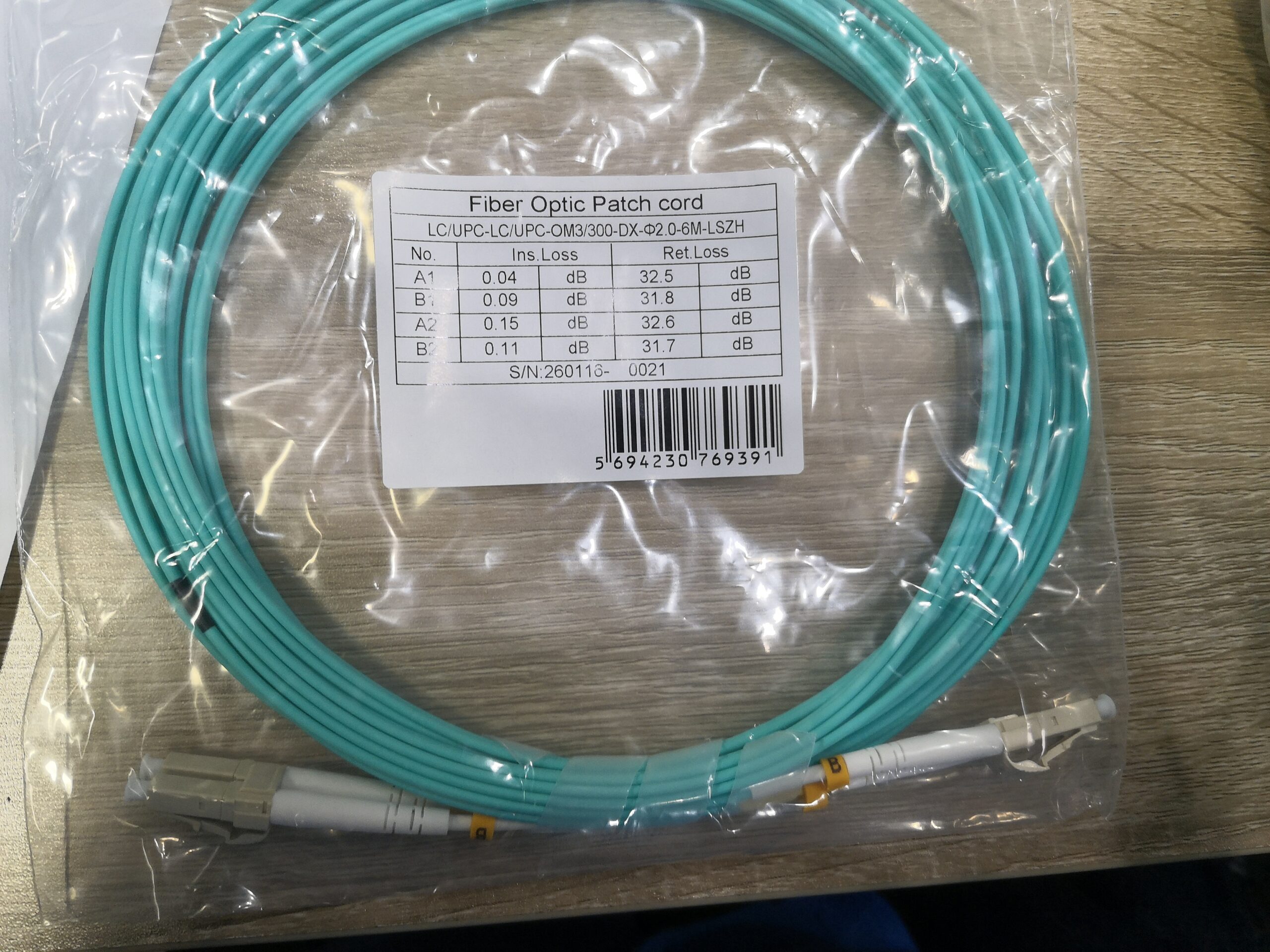 Fiberoptic Patch Cables – OM3 / OM4, LSZH, Various Lengths & Connectors